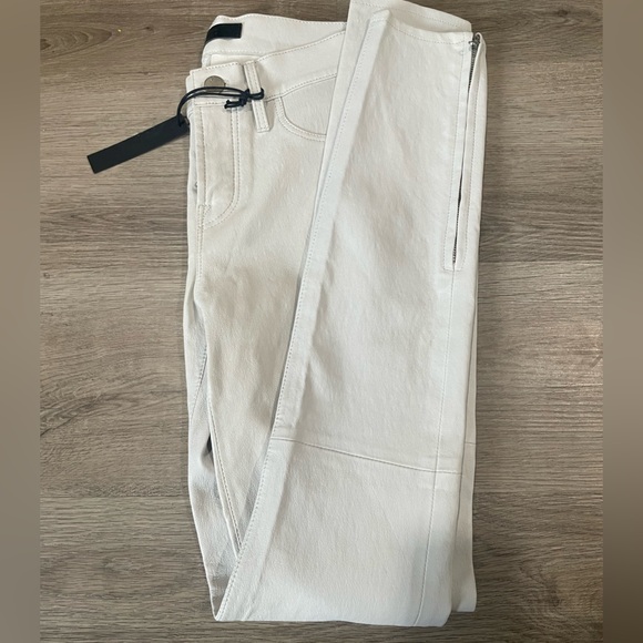 J BRAND Mid Rise 100% Lamb Leather Pants Tectonic Ivory White-Size 24 - Picture 6 of 7